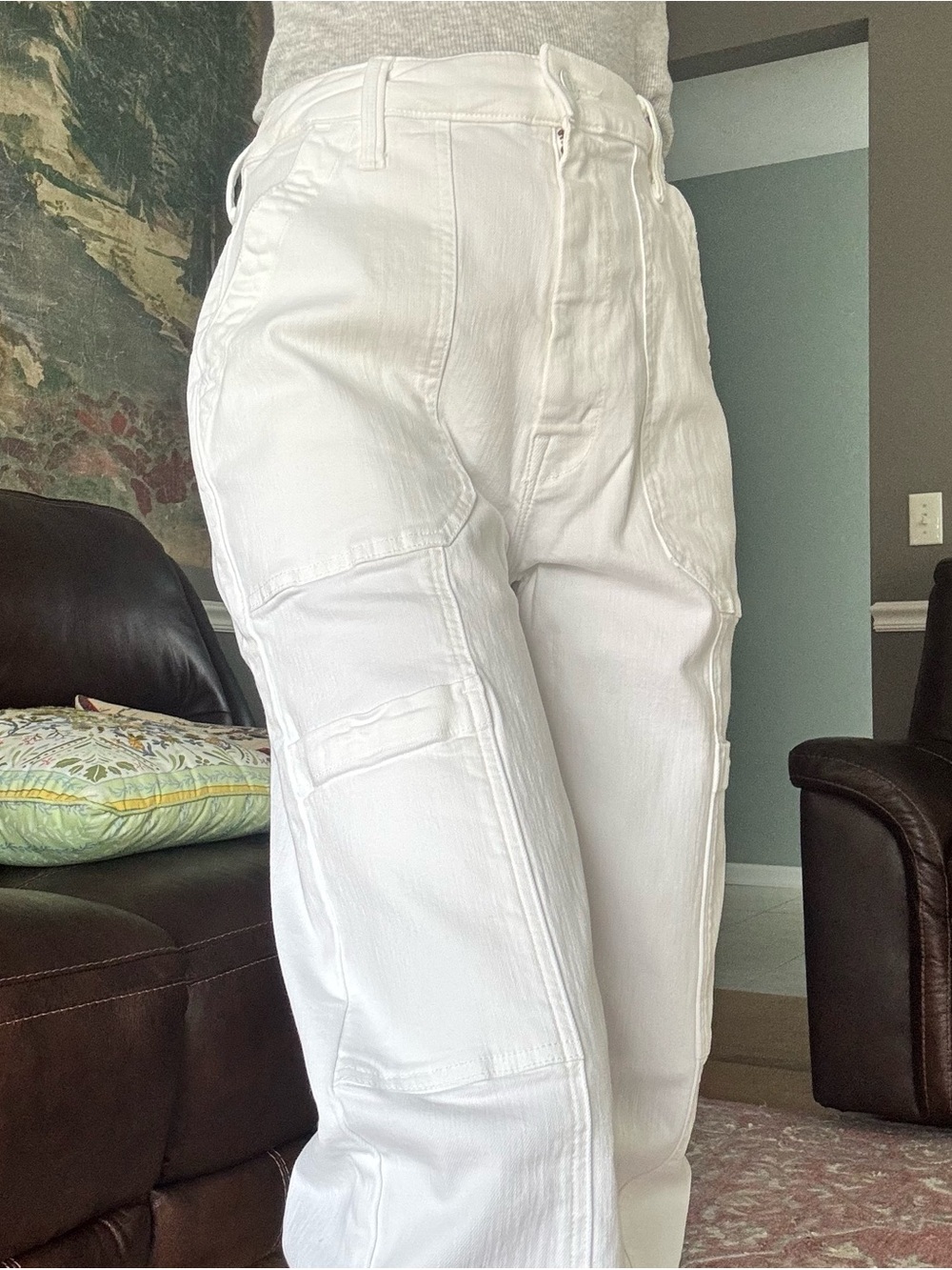Mother Private Double Pocket Skimp Jeans White